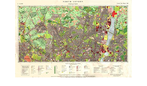 London Land Use Map North London (Tq29 & Tq39) Land Use Survey Sheet 244. 85X55Cm, 1967 Old Map  : Amazon.co.uk: Home & Kitchen