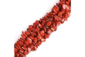 HAAMIIQII 5-8mm Natürliche Rote Jaspis Chips Perlen Unregelmäßige Chip Steine Lose Edelstein Perlen Energie Heilung Perlen für Schmuck Making Strand 80 cm
