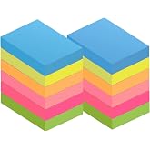 ZCZN Sticky Notes 51 x 38 mm, Posits in 6 Neon Colours, Sticky Notes, Self-adhesive Sticky Notes 100 Sheets/Block, 12 Blocks