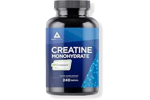 Bodyathlon- Creatina Monoidrata Creapure® 240 compresse- Creatina pura 3000mg per dose- Qualità guarantita senza additivi– Aumenta la massa musculare, forza e resistenza