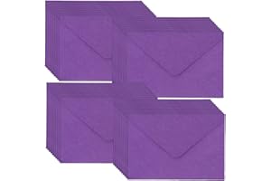 WYAN Paquete de 40 15.5 x 10.5 cm Morado oscuro mini sobres kraft,Sobres con solapa clásica,para Tarjeta de regalo,Tarjetas de felicitación,Invitación(Tarjetas y Pegamento no Incluidos)