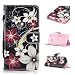 Produktbild Hülle für Samsung Galaxy A3 2017 / A320, Hancda Lederhülle Tasche Etui Flip Cover Hülle mit Kartenfach Standfunktion Muster Bunt Stoßfest Leder Handytasche Case Rundumschutz Magnet Wallet Schutzhülle für Samsung Galaxy A3 2017 / A320 [Nicht für A3 2016 / A3 2015] - Rot weiß Blume