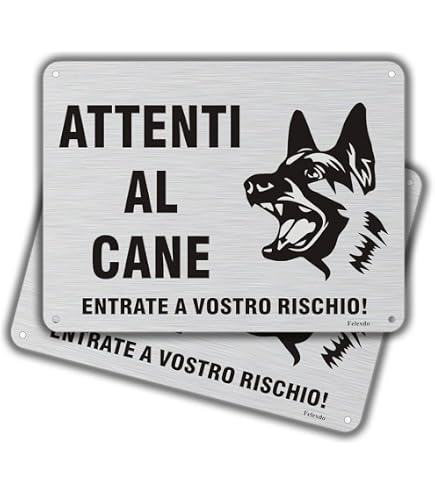 Cartello "Attenti Al Cane E Al Padrone" - Adesivo Extra Resistente, Dimensioni 20x31 Cm, Per Interno/esterno