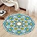 Produktbild Mandala Muster Kurzflor Teppich Pflegeleicht Rund In-und-Outdoor Teppich (B01-19,Durchmesser:120cm)