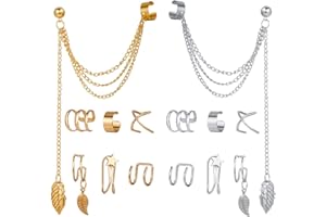 ARHZ 14 Uds Clip de oreja de acero inoxidable pendientes de cartílago sin perforación, Clip de oreja de acero inoxidable, Unisex