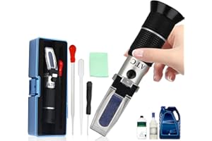 YUJUVI Frostschutz Refraktometer 4-in-Frostschutz Ethylenglykol Frostschutzprüfer Kühlmitteltester Refraktometer für Scheibenwasser, Adblue, Batteriesäure, Ethylenglykol, Propylenglykol
