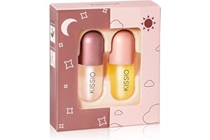 KISSIO Lip Plumper Set,Natural Lip Plumper,Lip Care, Lip Plumper Gloss,Lip Moisturizing Beautiful,Day Ues And Night Use Set,Clear, 2pcs