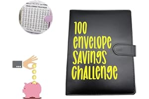 DYBOHF 100 Envelope Savings Challenge Binder - Raccoglitore da 100 buste, modo facile e divertente per risparmiare 5.050 - Raccoglitore da buste, raccoglitore di risparmio, libro di bilancio con buste (Nero)