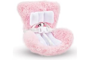 GENERIC Car Seat for Dolls, Decorative Plush Sofa with Soft Furry Cushion, Clip, Safety Belt Plush Toy Car Seat Decor Doll Ornaments Accessories for Display Dolls Safety Seat (pink)