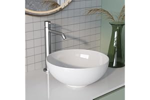 DEER VALLEY Vasque à Poser Salle de Bain DeerValley DV-1V061 Lavabo Salle de Bain Avec Vasque a Poser Rond et Moderne Au-dessus du Comptoir en Porcelaine et Céramique Blanc de Lavabo Salle de Bain 325 * 325mm