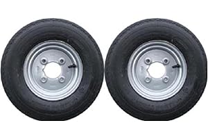 LEISURE MART A pair of 400 / 4.00 x 8 inch trailer wheels and tyres with 4 ply tyre and 4 inch PCD 400 x 8 PLEASE DO NOT BUY UNTIL YOU HAVE CHECKED YOUR PCD ASK IF NOT SURE (NOT SUITABLE FOR ERDE TRAILERS)