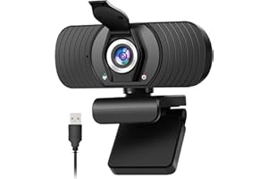 ELECTRIC GIANT Webcam avec microphone 1080P HD Caméra Web PC Caméra d'ordinateur et caméra de protection de la vie privée pour Skype FaceTime Youtube Étude en ligne Appel Gaming PC Laptop