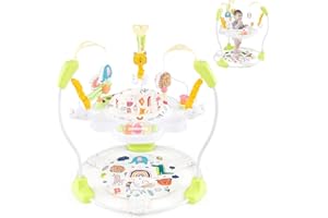 LIFEZEAL Centro de Actividades 2 en 1 para bebé, Jumperoo Baby con Asiento Giratorio 360°, Andador con Juguetes, Centro de Juegos con Luces y melodías, para niño pequeño (Amarillo)