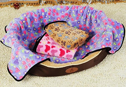 PUPTECK-Pet-Dog-Cat-Puppy-Soft-Throw-Blanket-Warm-Bed-Mat-Paw-Print-Cushion
