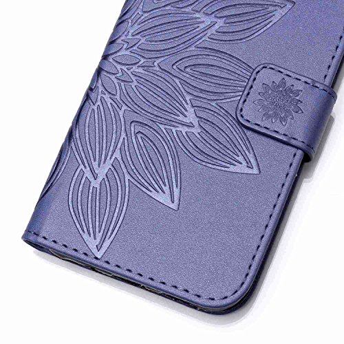 TOYYM Tasche Hülle für Samsung Galaxy S6 Edge,Flip Schutzhülle Zubehör PU Leder Handytasche 3D Navy blau Blume Muster Design im Bookstyle mit Ständerfunktion[Stand Feature] Kartenfächer für Samsung Galaxy S6 Edge Leder Cover - 3