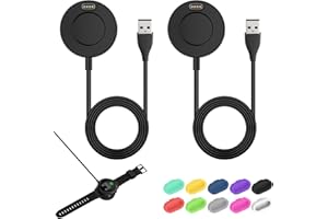 DEWFIGS ㅤ 2 x kabel ładowarki kompatybilny z Garmin Fenix 7/6/5 Forerunner 965 & Venu, 1 m kabel USB do szybkiego ładowania, trwały i bezpieczny, do ładowania kabla Smartwatch Garmin + zatyczki przeciwpyłowe