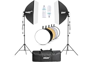 EMART Softbox Lighting Kit with Reflectors 60 x 60cm, 2 X 105W 5500K Bulbs,Soft Box Light for Photography Studio Portraits Video Product Shooting- 2 Pack