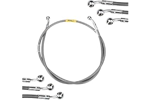 LETGOING Manguera de freno hidráulica universal plateada para motocicleta, 400-2400 mm, 28°-28° 10 mm, manguera trenzada de acero inoxidable para motocicletas, ATV, motos de cross y carreras de calle (400mm)