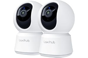 LAXIHUB 2K Telecamera WiFi Interno, PTZ 355° Telecamera Sorveglianza Interno, Telecamera Cani con Visione Notturna, Rilevamento di Umano/Movimento, Audio Bidirezionale, Compatibile con Alexa, 2PCS