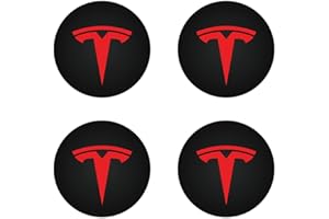 ‎KAVANIC Nakładka Centralna (4 Szt) do KAVANIC Tesla Model Y Model 3 Modyfikacji Kołpak (Czerwony/Czarny Mat)