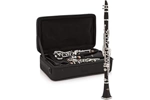 Gear4Music Schüler Klarinette B♭ in Schwarz mit Hartschalenkoffer, Rohrblatt und Reinigungsutensilien