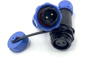 BAYZCONN Anschlussstecker Luftfahrtstecker SP13 2 Polig, Männlicher Stecker und Weibliche Buchse Kabel Steckverbinder IP68 2 Pin Wasserdichter Rundsteckverbinder In-Line-Typ Aviation-Stecker 250V 13A