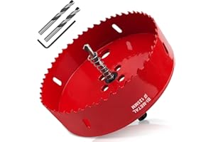 Yeepeo Sierras de Corona 125mm, M42 HSS Bi-Metal Corona Taladro con Adaptador Hexagonal y Taladro, Corona Metal para Pladur Madera Plástico, 1 pieza Rojo