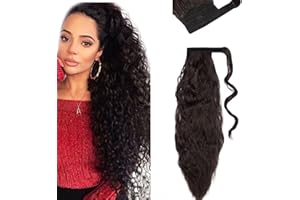 20"(50cm) SEGO Coleta Postiza con [Magia del Bolsillo] Extensiones de Pelo Sintético Se Ve Natural Clip [Castaño Oscuro] Cabello Postizo Cola Rizada Larga (90g)