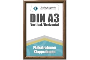 DisplayLager - A3 Holzlook Klapprahmen mit 25mm Aluminium Profil, Entspiegelter Schutzscheibe, Befestigungsmaterial