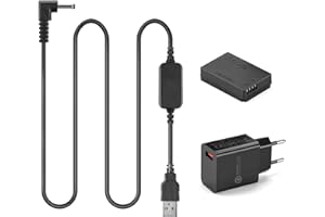 RAEISUSP Kabel USB 5 V-8,4 V ACK-E12 mobilny zasilacz + łącznik prądu stałego DR-E12 LP-E12 manekin bateria + zestaw adaptera USB QC3.0 do Canon EOS M M2 M10 M50 M100 M200 Kiss M, Kiss M2 EOS M50 Mark II