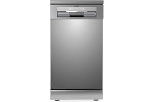 Baridi Slimline Freestanding Dishwasher, 45cm Wide with 10 Place Settings, 8 Programs & 5 Functions, LED Display, Silver - DH166