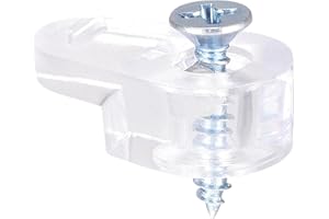 TA-VIGOR Lot de 20 clips de fixation pour verre - 20 mm x 11 mm - En plastique transparent - Avec vis - Clips de fixation pour portes et armoires - Pour panneaux de 3 à 4 mm - Pour fenêtres, étagères