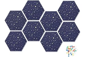 HyFanStr Felt Pin Board Wall Bulletin Board, Hexagon DIY Memo Board Notice Board with 20 Push Pins, Decorative Cork Board for Office Bedrooms