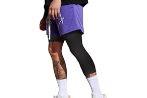 Smatstyle Leggins Uomo Pantaloni Sportivi a Compressione Gamba Singola 3/4 Pantaloni da Basket Base Layer ad Asciugatura Rapida Fitness Corsa