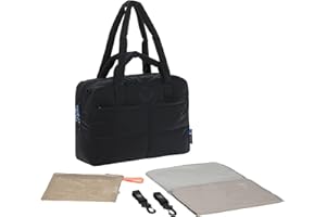 LÄSSIG Baby Wickeltasche mit Tragegriff und Wickelunterlage, Kinderwagenbefestigung, wasserabweisend/GRE Everyday Bag black