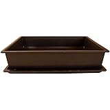 Bonsaischale aus Kunststoff mit dunkelbraunem Untersetzer Länge: 40cm - Breite: 30cm - Höhe: 10cm eckige Form
