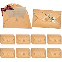 Lot De 15 Mini Enveloppes Kraft Avec Cartes Vierges - Boutons Cœur Et Papillon, Style Rétro - Pour DIY, Invitations, Cadeaux - 6
