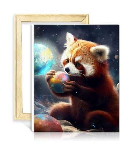 Auremi Panda Peinture Par Numéros 20x30 Avec Cadre–Animaux Peinture Par Numéros Adulte Facile–Kit Cadeau Créatif Pour–Tableau DIY Détente à Peindre