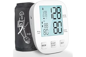 HEALTHTREE Misuratore di pressione arteriosa, misuratore di pressione arteriosa da braccio Misuratore di pressione arteriosa digitale, bracciale regolabile e display retroilluminato per anziani,uso domestico