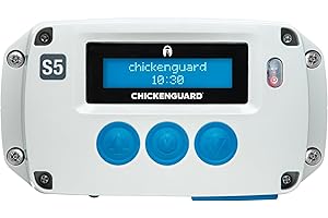 CHICKEN GUARD Porte Poulailler Automatique ChickenGuard Standard S5, Minuterie Programmable, Levage Puissant de La Porte/Trappe Jusqu’a 1kg, Alimenté par Batterie/électrique (Porte Non Incluse)