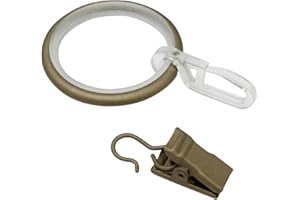 Gardinia Anello per tenda per bastoni per tenda, Incl. Inserti scorrevoli, ganci pieghevoli e ganci a clip, Linea Kira