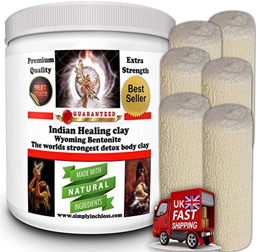 SPECIAL OFFER Bentonite Clay - 100% Pure Sodium Bentonite Indian Healing Clay hydrated Firming Inch loss body clay wrap 6 Contouring bandages 500ml