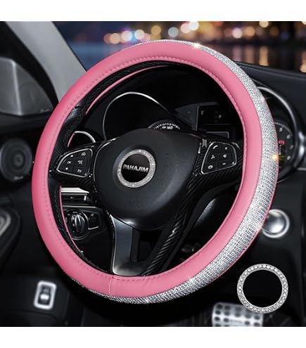 Housse De Volant Diamant 38 Cm Bling Bling – Couvre-Volant Cristaux Scintillants Antidérapant Pour Femme Fille Voiture