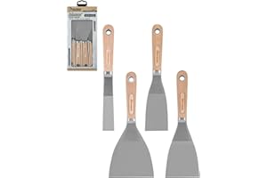 ROLLINGDOG 4PC Filling Knife - Stainless Steel Wallpaper Scrapers with Laser Engraved Wood Handle for Scarping,Drywall Repairs and Spreading(1",2",3",4")