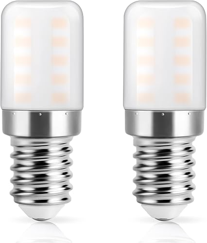DiCUNO Refrigerator Lamp E14 LED Bulb 3 W Warm White 2700 K Replaces 30 W Halogen Bulb 270 lm 82 Ra 360° Beam Angle Bulb for Fridge, Sewing Machine, 230 V AC, Set of 2