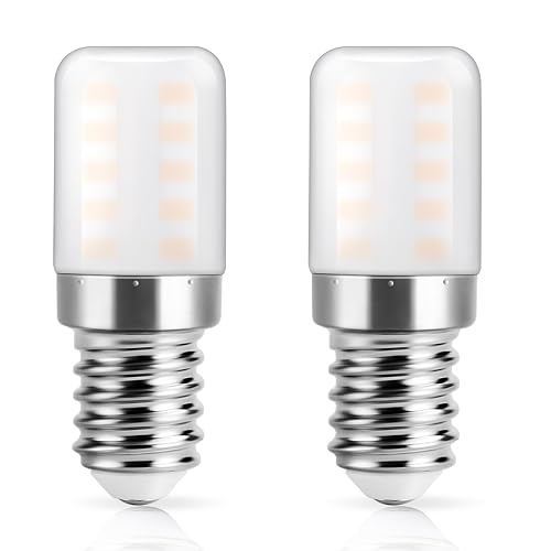DiCUNO Refrigerator Lamp E14 LED Bulb 3 W Warm White 2700 K Replaces 30 W Halogen Bulb 270 lm 82 Ra 360° Beam Angle Bulb for Fridge, Sewing Machine, 230 V AC, Set of 2
