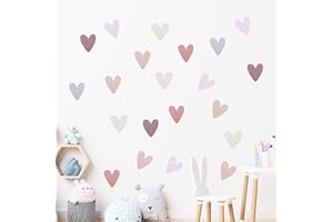 GOODENGFULL Pack of 72 Wall Stickers Children's Room Stickers Boho Hearts Wall Stickers for Walls, Furniture, Doors etc. PVC Material, Khaki, Green, Brown, Grey, Heart Shape, Mat, Indoor, Wall Stickers
