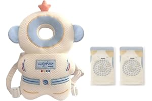 Furforstk protector cabeza bebe con rodilleras casco bebe golpes para niños pequeños que aprenden a gatear y caminar, para niños de 4 a 24 meses,Ajustable, Respirable (Astronauta)