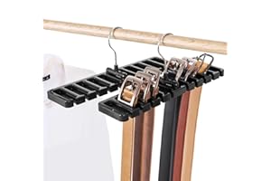 COSYSPARKS Porta cinture da armadio, 2 Pack organizer cintureporta cravatte uomo appendi cinture appendino cinture per Armadio Salvaspazio Appendiabiti Gancio per Cintura Cravatta Sciarpa (Nero)