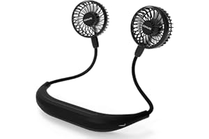COMLIFE Tragbarer Halsventilator, USB Ventilator mit 2600 mAh Akku / 6 Geschwindigkeiten, 360° Einstellbarer hochflexibler Nackenventilator für Wandern, Sport, Reisen, Zuhause, Büro - Dunkelgrau